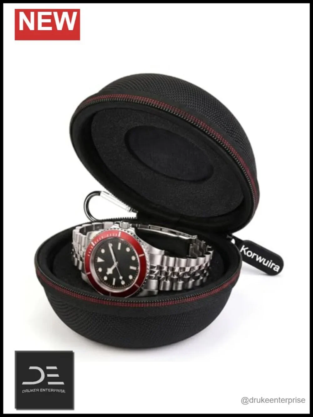 Travel Watch Case for Men Women Fits 35-52mm Watches Black Nylon
